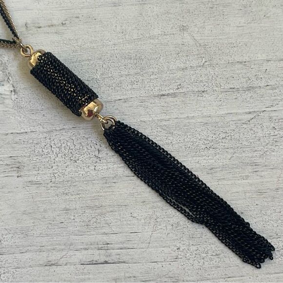 Charming Charlie black and gold tone tassel necklace - Picture 6 of 12